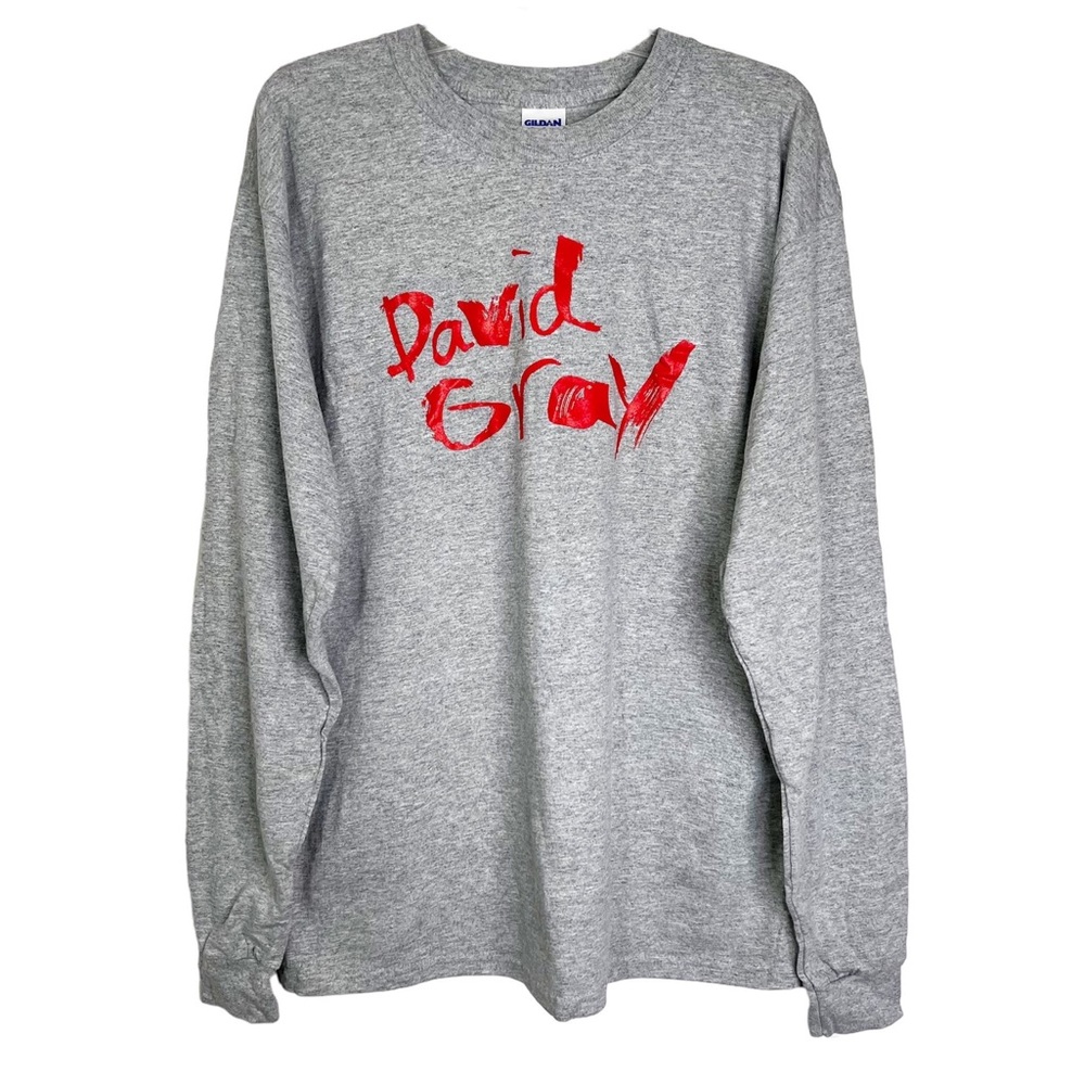 NWOT David Gray 07 Tour Long Sleeve Graphic T-Shirt in Grey Unisex Sz L